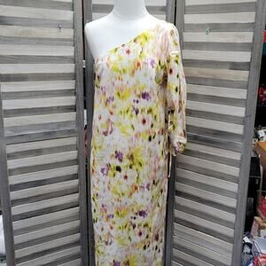 Linen Blend Dress One Shoulder | Future Collective | Small